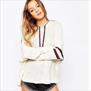 Free People Love All Hoodie Cream/maroon Sz Large
RARE